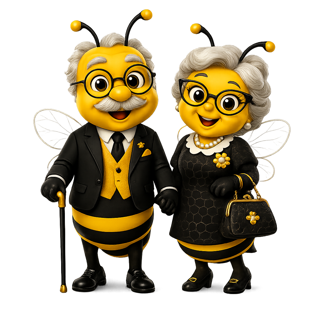 Happy elderly bee couple